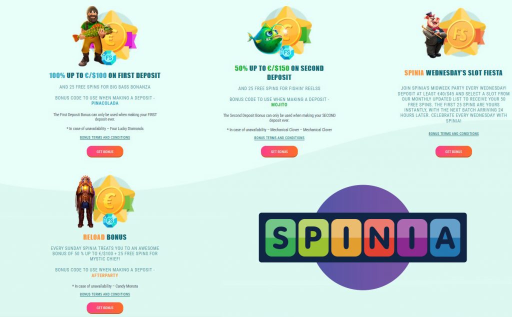 Free spins bonus Spinia Casino