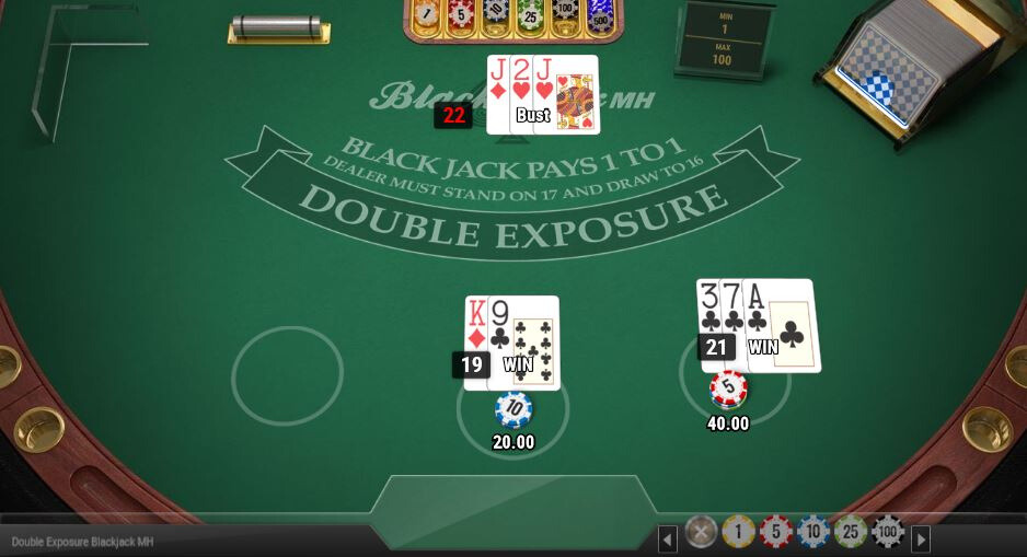 Blackjack Double Exposure iets hogere huisvoordeel